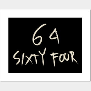 Hand Drawn Letter Number 64 sixty four Posters and Art